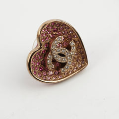Chanel Pink Heart Logo Earrings Custome Jewellery