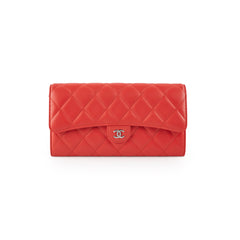 Chanel Lambskin Long Wallet Red