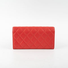 Chanel Lambskin Long Wallet Red