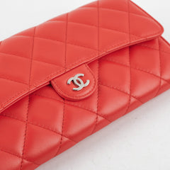 Chanel Lambskin Long Wallet Red