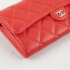 Chanel Lambskin Long Wallet Red