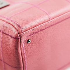 Chanel Caviar Square Stitch Bowler Bag Pink