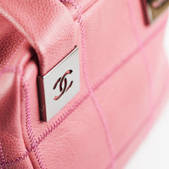 Chanel Caviar Square Stitch Bowler Bag Pink