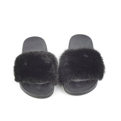 Givenchy Black Fur Slides Size 36