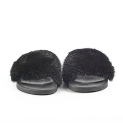 Givenchy Black Fur Slides Size 36