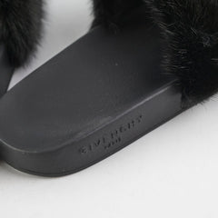 Givenchy Black Fur Slides Size 36