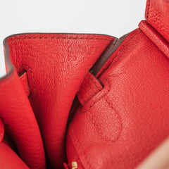 Hermes Birkin 25 Rouge De Coeur C Stamp