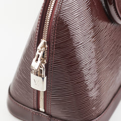 Louis Vuitton Paris LV Alma Burgundy Epi Patent Leather Bag PM