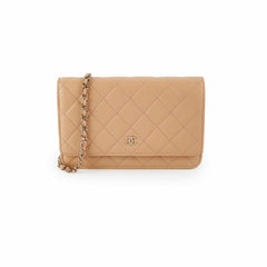 Chanel Lambskin Beige Wallet On Chain WOC