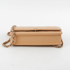 Chanel Lambskin Beige Wallet On Chain WOC