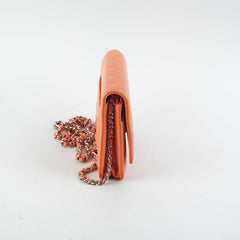 Chanel Lambskin Coral Wallet On Chain WOC