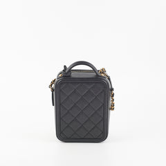 Chanel Caviar CC Filigree Vertical Vanity Case Bag Black