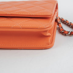 Chanel Lambskin Coral Wallet On Chain WOC