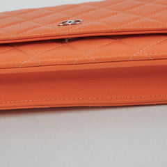 Chanel Lambskin Coral Wallet On Chain WOC