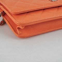 Chanel Lambskin Coral Wallet On Chain WOC