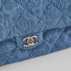 ITEM 25 - Chanel Denim Quilted Camelia Small Medium Flap