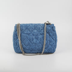 ITEM 25 - Chanel Denim Quilted Camelia Small Medium Flap