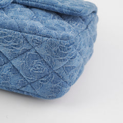 ITEM 25 - Chanel Denim Quilted Camelia Small Medium Flap