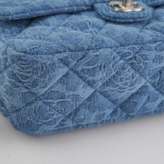 ITEM 25 - Chanel Denim Quilted Camelia Small Medium Flap