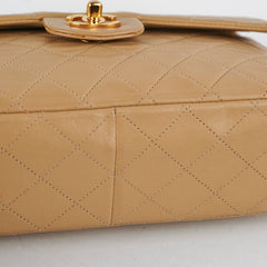 Chanel Vintage Square Double Flap Beige Lambskin - Series 1