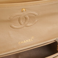Chanel Vintage Square Double Flap Beige Lambskin - Series 1