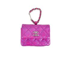 Chanel Neon Pink Cardholder Key Chain