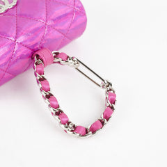 Chanel Neon Pink Cardholder Key Chain