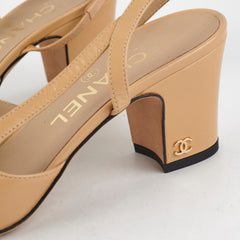 Chanel Beige Slingback Heels Size 36
