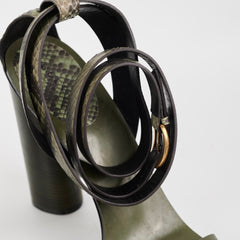 Gucci Snakeskin Strap Heels Green Size 41