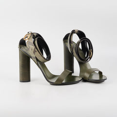 Gucci Snakeskin Strap Heels Green Size 41
