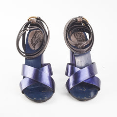 Gucci Snakeskin Ankle Strap Heels Blue Size 41