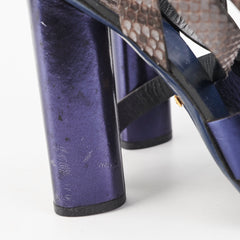 Gucci Snakeskin Ankle Strap Heels Blue Size 41