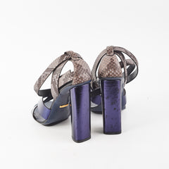 Gucci Snakeskin Ankle Strap Heels Blue Size 41