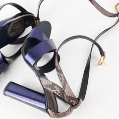 Gucci Snakeskin Ankle Strap Heels Blue Size 41