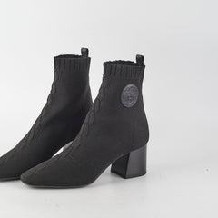 Hermes Black Knit Boots Size 37