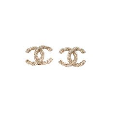 Chanel Coco Logo Bronze Rhinestone Earrings