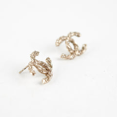 Chanel Coco Logo Bronze Rhinestone Earrings