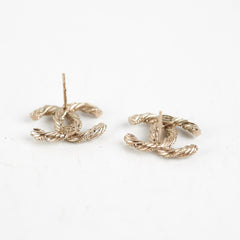 Chanel Coco Logo Bronze Rhinestone Earrings