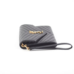 Saint Laurent Grained Leather Black Clutch Wristlet