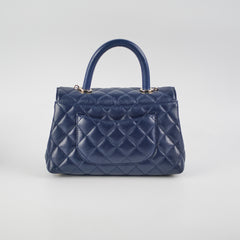 Chanel Small Coco Handle Caviar Navy Microchipped