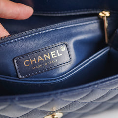 Chanel Small Coco Handle Caviar Navy Microchipped