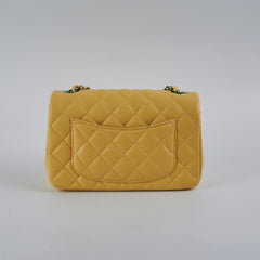 Chanel 21P Mini Rectangular Lambskin Flap Yellow/Blue