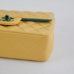 Chanel 21P Mini Rectangular Lambskin Flap Yellow/Blue
