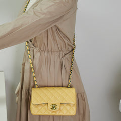 Chanel 21P Mini Rectangular Lambskin Flap Yellow/Blue