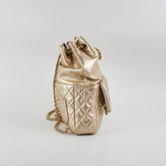 Chanel Metallic Quilted Small Backpack Gold