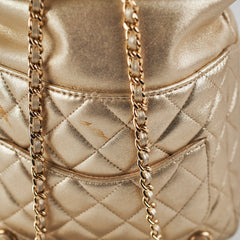 Chanel Metallic Quilted Small Backpack Gold