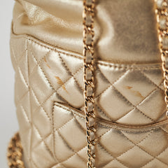 Chanel Metallic Quilted Small Backpack Gold