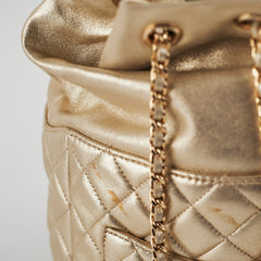 Chanel Metallic Quilted Small Backpack Gold