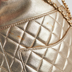 Chanel Metallic Quilted Small Backpack Gold