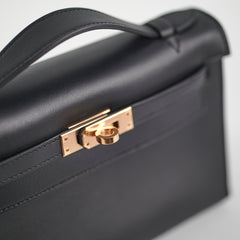 Hermes Kelly Pochette Black U Stamp 2022